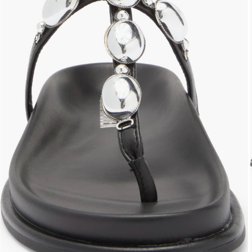 Steve Madden Black Sandals with Silver Embellishments